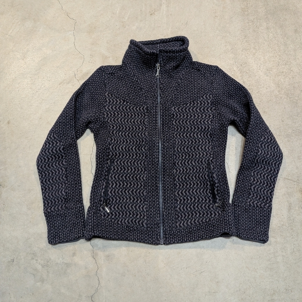 Marmot Wool Blend Fleece Sweater Full Zip Geometric